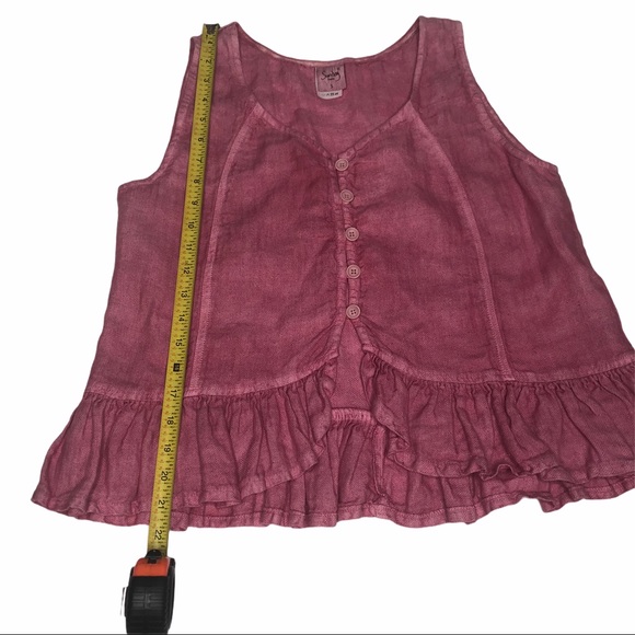 Sunday St Tropez Pink Linen Ruffle Tank S - Picture 10 of 14